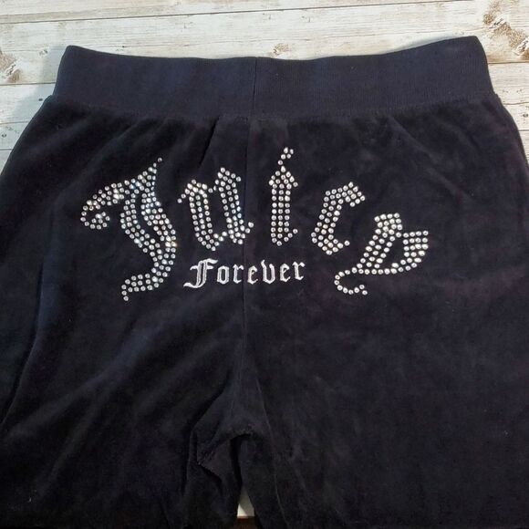 Like New Black Rhinestone Juicy Couture Velour Velvet Y2K Inspired Joggers Pants - Picture 7 of 13